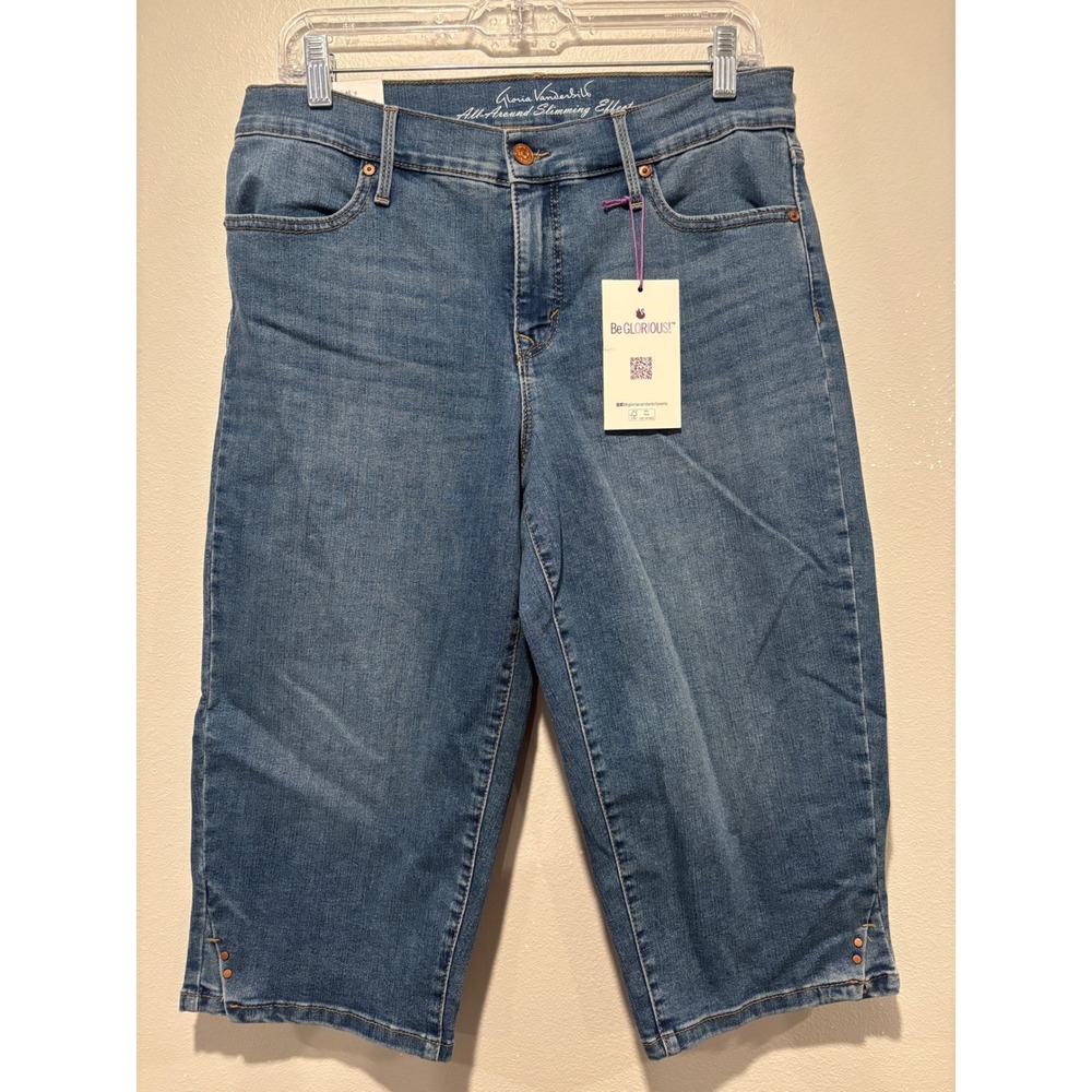 Gloria Vanderbilt Womens Blue Slimming Effect Skimmer‎ Denim Jeans Shorts Size 8
